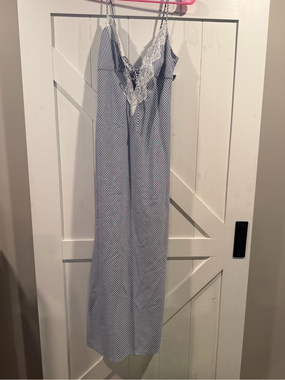 wild fable Blue & White Striped Lace-Trim Chemise